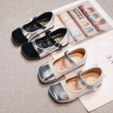Giày Da Bé Gái Colorblock Ballet Flats Chống Trơn Trượt Mùa Thu 2.025 - Thiết Kế Mary Jane Công Chúa Thanh Lịch Dự Tiệc