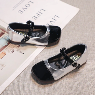 Giày Da Bé Gái Colorblock Ballet Flats Chống Trơn Trượt Mùa Thu 2.025 - Thiết Kế Mary Jane Công Chúa Thanh Lịch Dự Tiệc