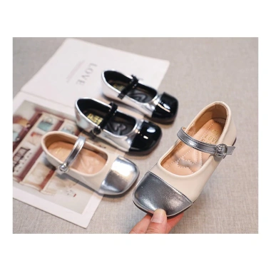 Giày Da Bé Gái Colorblock Ballet Flats Chống Trơn Trượt Mùa Thu 2.025 - Thiết Kế Mary Jane Công Chúa Thanh Lịch Dự Tiệc
