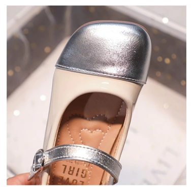 Giày Da Bé Gái Colorblock Ballet Flats Chống Trơn Trượt Mùa Thu 2.025 - Thiết Kế Mary Jane Công Chúa Thanh Lịch Dự Tiệc