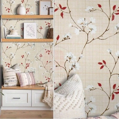 Giấy dán tường hoa 3D tự dính chống thấm nước, khổ 45cm - Phòng ngủ, khách chỉ 27k