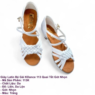Giày Khiêu Vũ Dancesports Latin KDance 113 Gót Nhọn Trắng - Tặng Túi Đựng Giày 2
