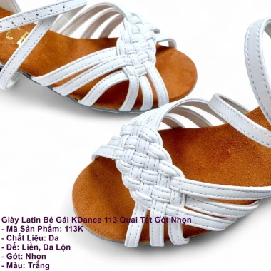 Giày Khiêu Vũ Dancesports Latin KDance 113 Gót Nhọn Trắng - Tặng Túi Đựng Giày 4