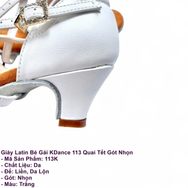 Giày Khiêu Vũ Dancesports Latin KDance 113 Gót Nhọn Trắng - Tặng Túi Đựng Giày 5