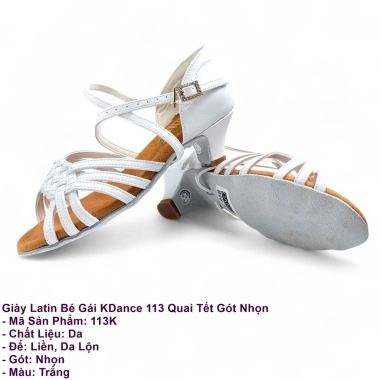 Giày Khiêu Vũ Dancesports Latin KDance 113 Gót Nhọn Trắng - Tặng Túi Đựng Giày 6