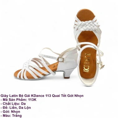 Giày Khiêu Vũ Dancesports Latin KDance 113 Gót Nhọn Trắng - Tặng Túi Đựng Giày 8