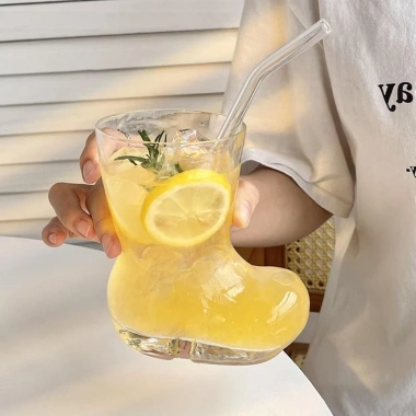 Giày Khởi Động Sáng Tạo Instagram, Ly Thủy Tinh Trong Suốt Cá Tính, Thích Nước Trái Cây và Bia, Giá 78.000₫