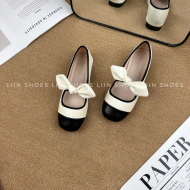 Giày Mary Jane mũi tròn thắt nơ da lì Đế mềm xinh xắn, giá ưu đãi 156.940₫ DU59