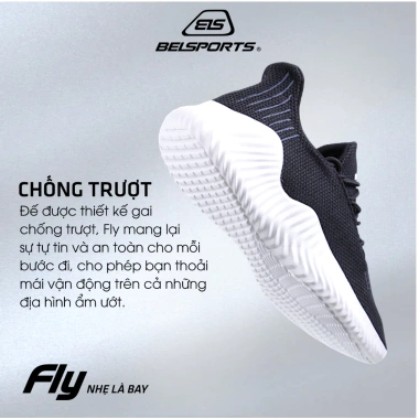 Giày Nam BELSPORTS FLY1 Full Black 150g Siêu Nhẹ Công Nghệ Dệt 4D và EVA Đàn Hồi Thoáng Khí Giá 378.999 VND 7