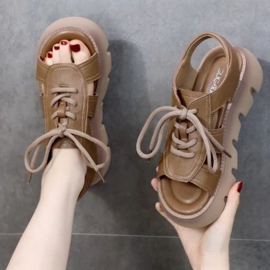 Giày nêm buộc dây nữ STEP & STYLE – Dép biển La Mã rỗng thời trang, chỉ 237.019₫