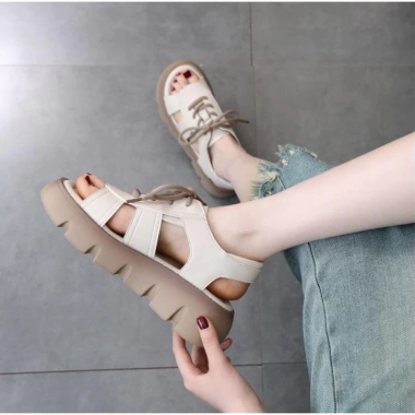 Giày nêm buộc dây nữ STEP & STYLE – Dép biển La Mã rỗng thời trang, chỉ 237.019₫