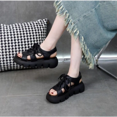 Giày nêm buộc dây nữ STEP & STYLE – Dép biển La Mã rỗng thời trang, chỉ 237.019₫