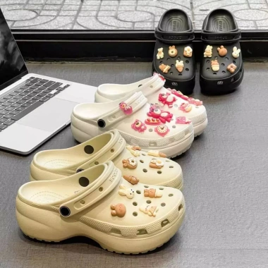Giày Nữ Cross Clog Platform 5p Đế Cao Quảng Châu Giá 289k Tặng 10 Sticker