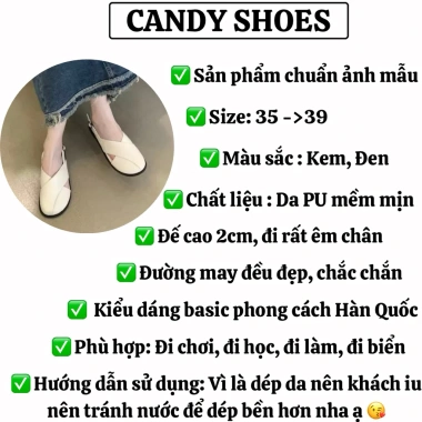 Giày quai hậu nữ sandal đế cao 2cm bít mũi da mềm đi chơi Hàn Quốc MS36 189.000₫ 4 Giày quai hậu nữ sandal đế cao 2cm bít mũi da mềm đi chơi Hàn Quốc MS36 189.000₫ 4