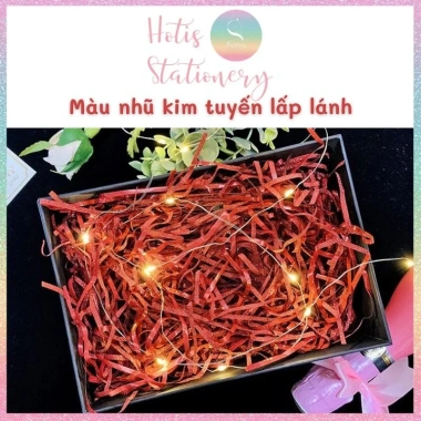 Giấy rơm kim tuyến 3mm - Raffia óng ánh lót hộp quà sang trọng cao cấp
