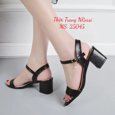 Giày sandal bản ngang gót 5cm đen size 40-44 FREESHIP giá ưu đãi 312.800đ
