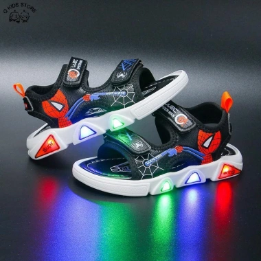 Giày Sandal Bé Trai LED Dạ Quang Đế Mềm Chống Trơn Trượt Thời Trang Hoạt Hình 2