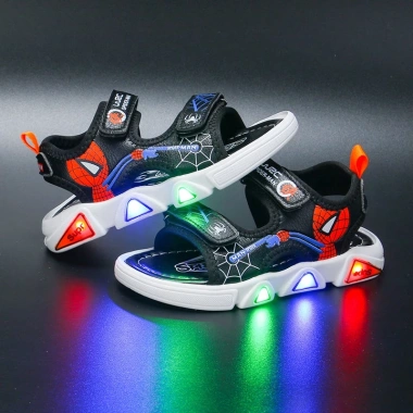 Giày Sandal Bé Trai LED Dạ Quang Đế Mềm Chống Trơn Trượt Thời Trang Hoạt Hình 9