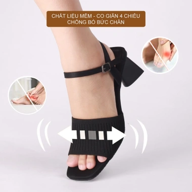 Giày Sandal Cao Gót Mũi Vuông Đen Thời Trang Tết 2.026 – Giá Ưu Đãi 345k 4