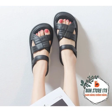 Giày sandal nữ đi học đế cao hiện đại trẻ trung Hàn Quốc đan vuông quai đế chuẩn