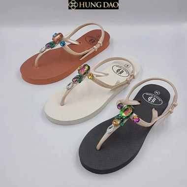 Giày sandal quai kẹp nữ đính đá xịn - Đế chống trượt, đa màu, 160k, du lịch 8