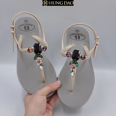 Giày sandal quai kẹp nữ đính đá xịn - Đế chống trượt, đa màu, 160k, du lịch 9