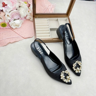 Giày slingback mũi nhọn mặt đá Tròn Jocé gót hở - Dép nữ du lịch mùa hè, giá 199.000đ
