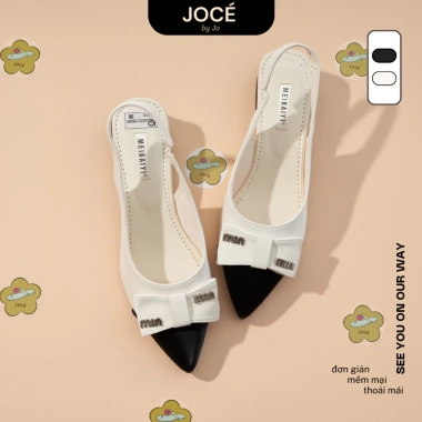 Giày slingback nữ mũi nhọn nơ Jocé phối màu gót hở sang chảnh - Size 1 - 175k