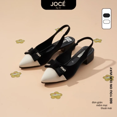 Giày slingback nữ mũi nhọn nơ Jocé phối màu gót hở sang chảnh - Size 1 - 175k