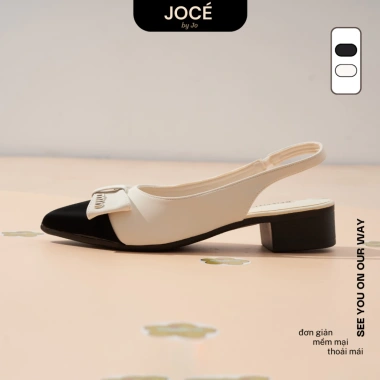 Giày slingback nữ mũi nhọn nơ Jocé phối màu gót hở sang chảnh - Size 1 - 175k