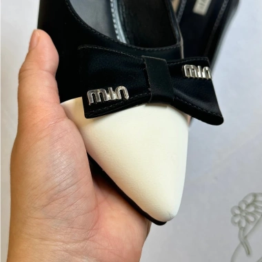 Giày slingback nữ mũi nhọn nơ Jocé phối màu gót hở sang chảnh - Size 1 - 175k