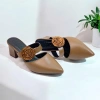 Giày sục cao gót vuông 3p-7p bít mũi da mềm quai ngang kết hoa hồng - Phom nhỏ chân đầy đôn size BM140 7