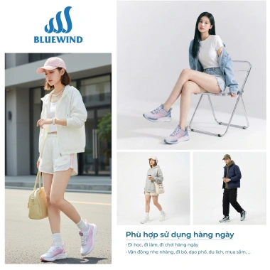 Giày Thể Thao Chạy Bộ Nam Nữ Bluewind Siêu Nhẹ, Phong Cách Hàn Quốc, Êm Chân 4