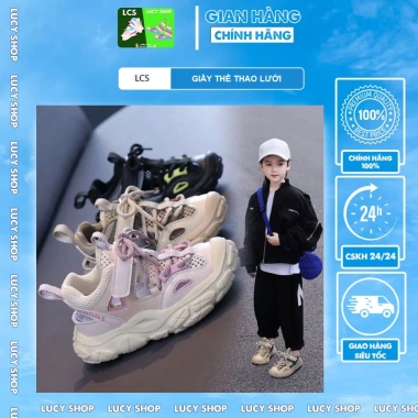 Giày thể thao lưới thoáng khí L129 cho bé trai, bé gái – Đế mềm, chống trượt, thích hợp đi bộ, leo núi, đi biển