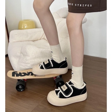 Giày thể thao nữ quai dán viền tua rua vải canvas đế 5cm thời trang Hàn Quốc - Giá 68.000đ 7