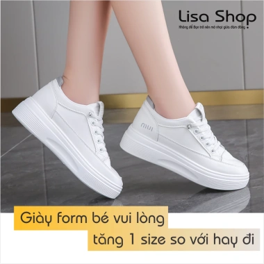Giày thể thao nữ trắng độn đế cao 7cm phom gọn nhẹ ôm chân box Quảng Châu M14 3