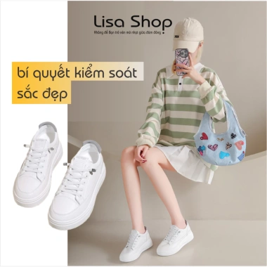 Giày thể thao nữ trắng độn đế cao 7cm phom gọn nhẹ ôm chân box Quảng Châu M14 9