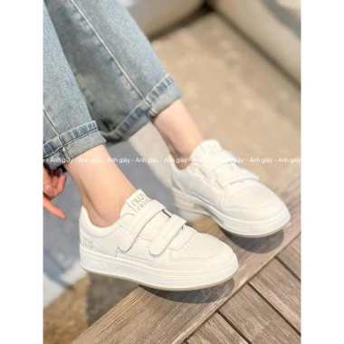 Giày thể thao nữ TT37 trắng - Sneaker đế bằng, cổ thấp, quai dán, giá 320.000₫ 2