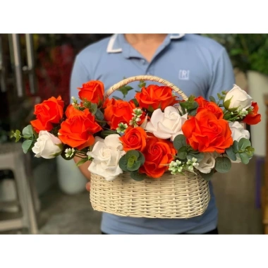 Giỏ cắm hoa mây kiểu túi size lớn - Quà tặng sang trọng, giảm còn 43.000₫ 9