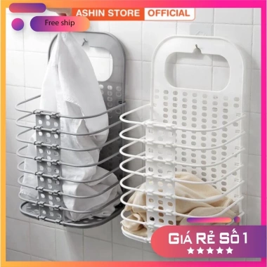 Giỏ đựng đồ gấp gọn thông minh treo tường, đựng quần áo, đồ tắm 22.000đ