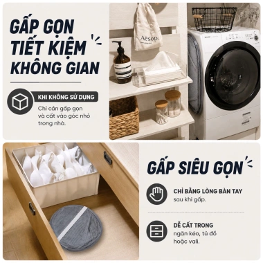 Giỏ Đựng Đồ Giặt Thoáng Khí Gấp Gọn Tiết Kiệm Không Gian - Siêu Lớn, Quai Xách, Giá 59.000₫ 3