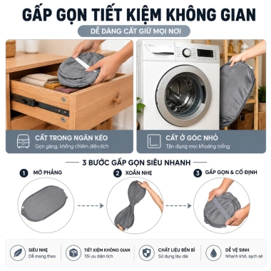 Giỏ Đựng Đồ Giặt Thoáng Khí Gấp Gọn Tiết Kiệm Không Gian - Siêu Lớn, Quai Xách, Giá 59.000₫ 4