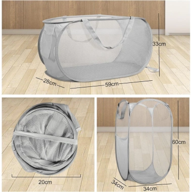 Giỏ Đựng Đồ Giặt Thoáng Khí Gấp Gọn Tiết Kiệm Không Gian - Siêu Lớn, Quai Xách, Giá 59.000₫ 9