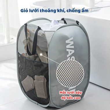 Giỏ Đựng Đồ Thoáng Khí Túi Lưới Gấp Lại Đen Trắng Đựng Quần Áo Bẩn Tiện Lợi 3 Giỏ Đựng Đồ Thoáng Khí Túi Lưới Gấp Lại Đen Trắng Đựng Quần Áo Bẩn Tiện Lợi 3