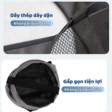 Giỏ Đựng Đồ Thoáng Khí Túi Lưới Gấp Lại Đen Trắng Đựng Quần Áo Bẩn Tiện Lợi