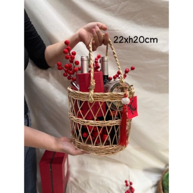 Giỏ đựng quà Tết 2 quay xách tiện, gọn nhẹ, cứng cáp chịu 10-20kg, chỉ 120.000₫
