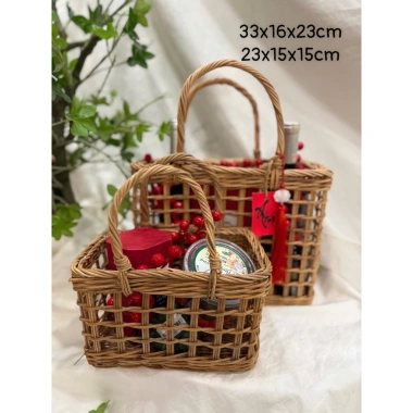 Giỏ đựng quà Tết 2 quay xách tiện, gọn nhẹ, cứng cáp chịu 10-20kg, chỉ 120.000₫