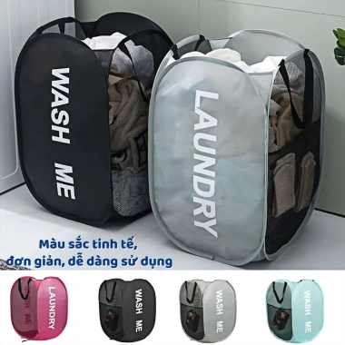 Giỏ đựng quần áo bẩn lưới thoáng khí chống ẩm mốc gấp gọn có tay cầm 54.000₫ 2