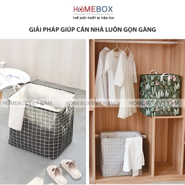 Giỏ Đựng Quần Áo Cỡ Lớn Chống Thấm Nước – Thùng Túi Vải Quai Xách, Đựng Chăn Màn Mền, 39.000đ
