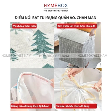 Giỏ Đựng Quần Áo Cỡ Lớn Chống Thấm Nước – Thùng Túi Vải Quai Xách, Đựng Chăn Màn Mền, 39.000đ